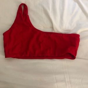 Red zaful one shoulder swim suit top